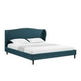 thumbnail image 2 of Rustic Manor Eloisa Linen Upholstered Platform Bed King Size, Navy, 2 of 8