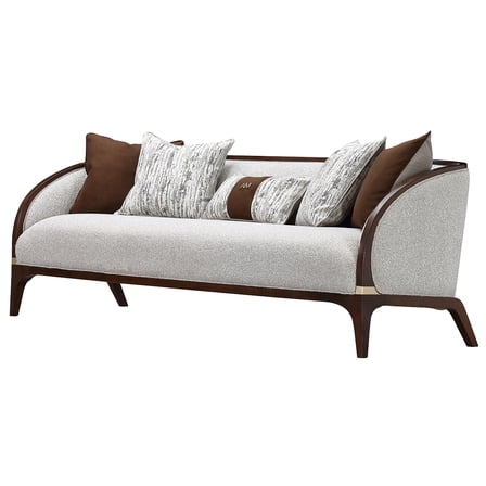 Houston Boucle Sofa - Pebble/Walnut