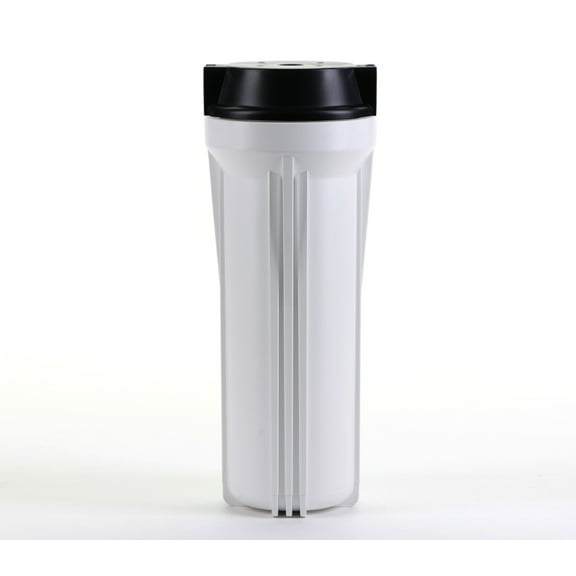 Hydronix HF2-10WHBK12 10" White Water Filter Housing with Black Cap for RO Whole House Filtration - 1/2" Ports