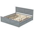 thumbnail image 3 of King Size Wooden Platform Bed Frame with Headboard and 4 Storage Drawers, Support Legs, Mattress Not Included, No Box Spring Needed,Dark Gray, 3 of 8