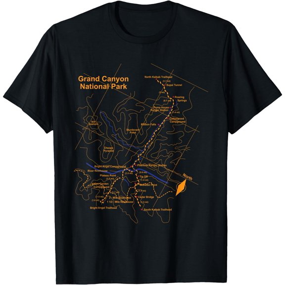 Grand Canyon National Park Trail Map Hiking Love Tee Unisex T-Shirt for Men Women Kids Toddler