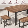 thumbnail image 4 of Extendable Dining Table Set for 4-8 People, 5 Piece Mid Century Modern Kitchen Table with 2 Benches and 2 Stools, Space Saving Metal Frame Desk for Small Spaces, Wood Walnut White Black, 4 of 8