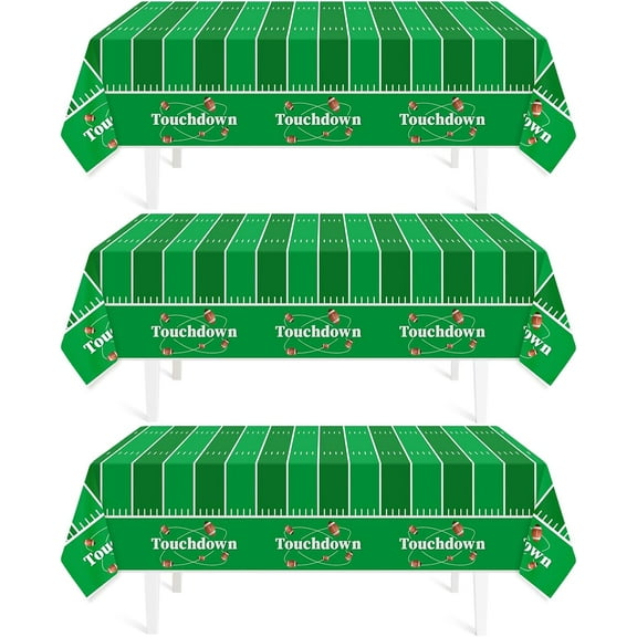 Osmanthus Football Party Decorations,3 Pack Tablecloth Disposable Plastic 54'' x 108'', Birthday Decor,Football Table Cloth for Rectangle Tables,Football Supplies Home