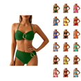 thumbnail image 1 of Womens Bikini 2026 Fashionable Metal Buckle Adjustable Straps Top with High Waisted Bottom Swimming Suits for Women 2 Pieces, 1 of 4