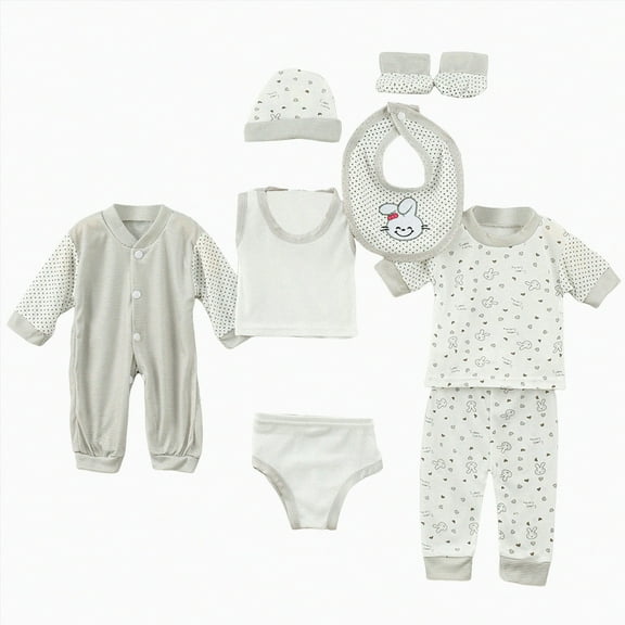 Hessimy Unisex Baby Clothes 5 Piece Layette Sets Baby Girls Layette Gift Set 0-3 Months 5-Piece (Grey,0-3 Months)