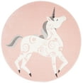 thumbnail image 2 of SAFAVIEH Carousel Kids Dalach Unicorn Area Rug, Pink/Ivory, 6'7" x 6'7" Round, 2 of 10