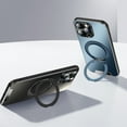 thumbnail image 6 of ELEHOLD for iPhone 15 Pro Case, Compatible with Mag safe Accessory Thin Fit Full Lens Film Protection Electroplate Ring Stand Frosted Shockpeoof Case for iPhone 15 Pro,Blue, 6 of 8