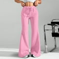 thumbnail image 2 of YDDIAN Flare Sweatpants Women Plus Size High Waisted Baggy Pants Wide Leg Summer Work Drawstring Sweatpants with Pockets Pink M, 2 of 5
