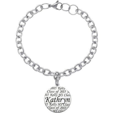 Personalized Girl's Stainless Steel Graduation Name Bracelet