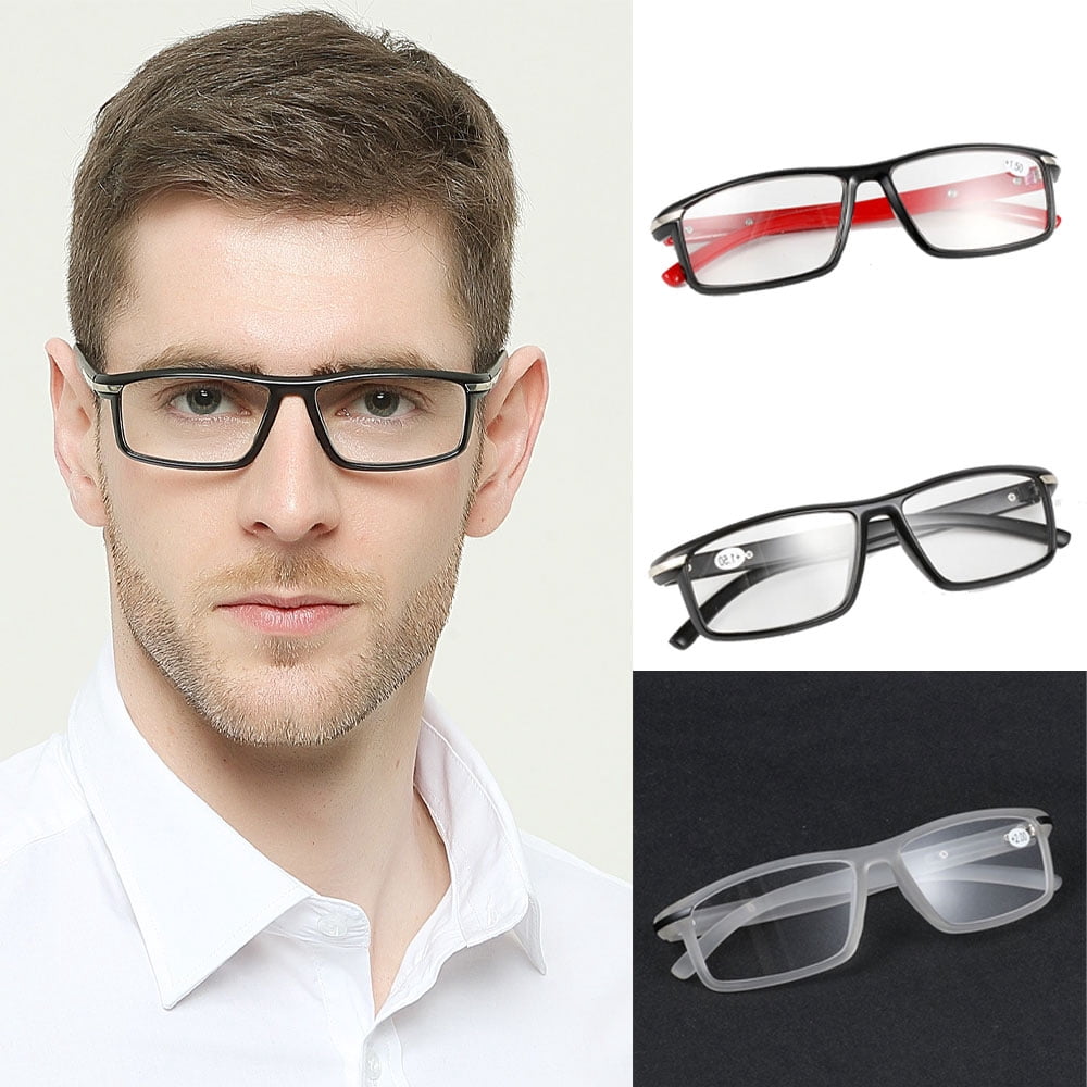 3 Pairs of Resin Classic Reading Glasses 1.50, Plastic Rectangle Sport Business Readers 1.50 for Men