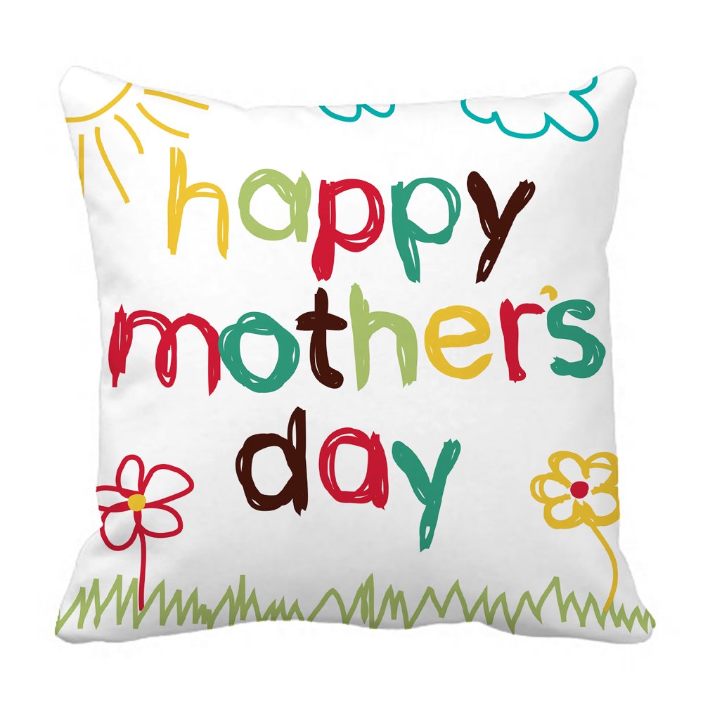 YKCG Cute Hand Draw Card Happy Mother's Day Pillowcase Pillow Cushion