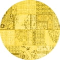 thumbnail image 1 of Ahgly Company Indoor Round Patchwork Yellow Transitional Area Rugs, 7' Round, 1 of 4