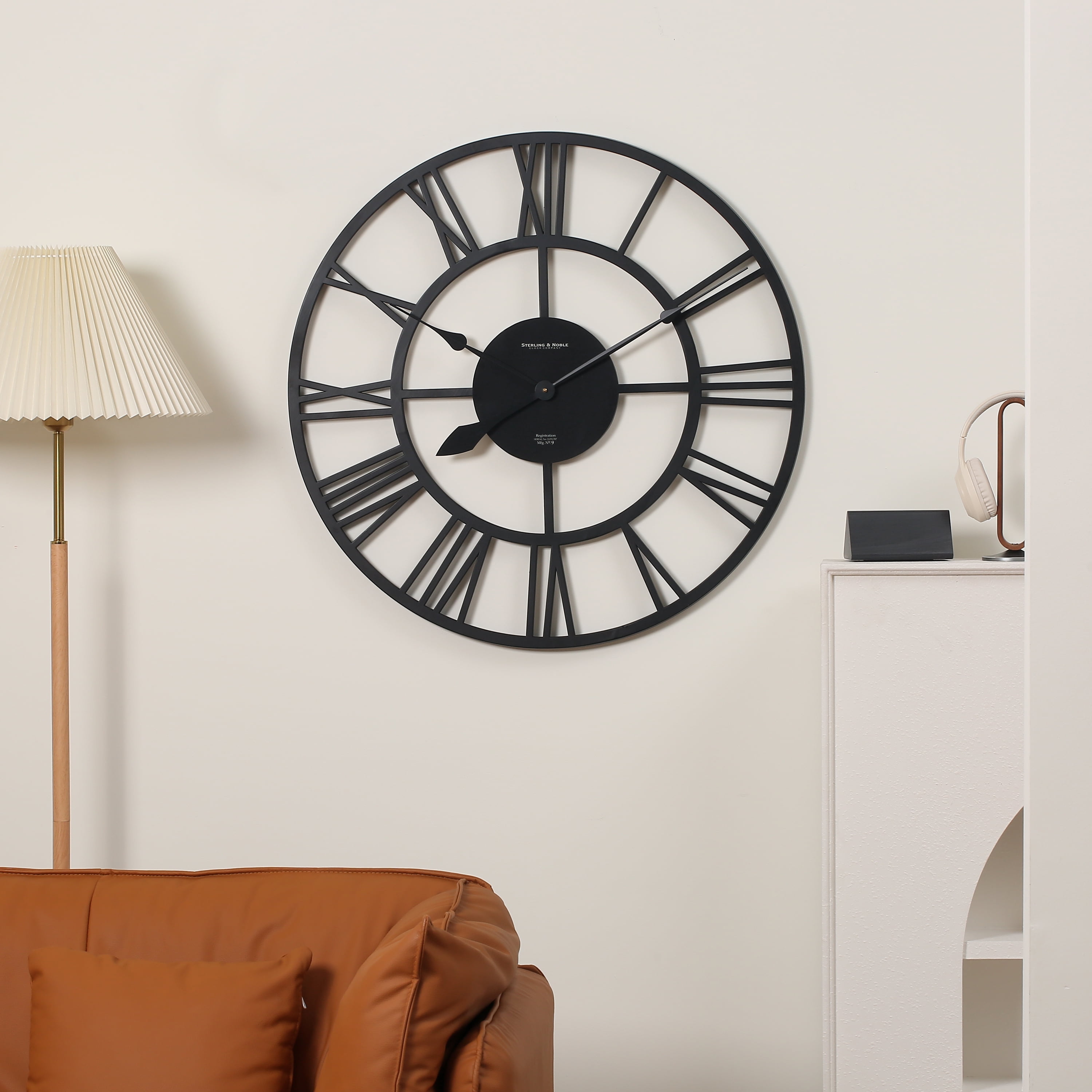 Mainstays 30 in Quartz Industrial Wrought iron look Oversized Wall Clocks