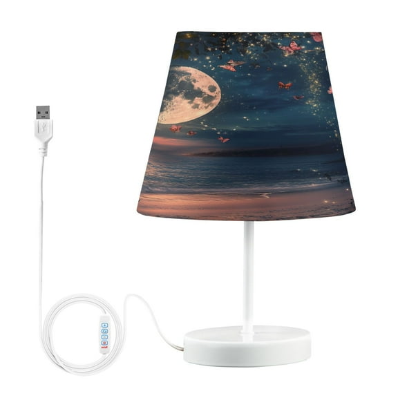 BZSMCE Table Lamp Creative Gardens Of Seaside Pattern Simple Pattern Night Light