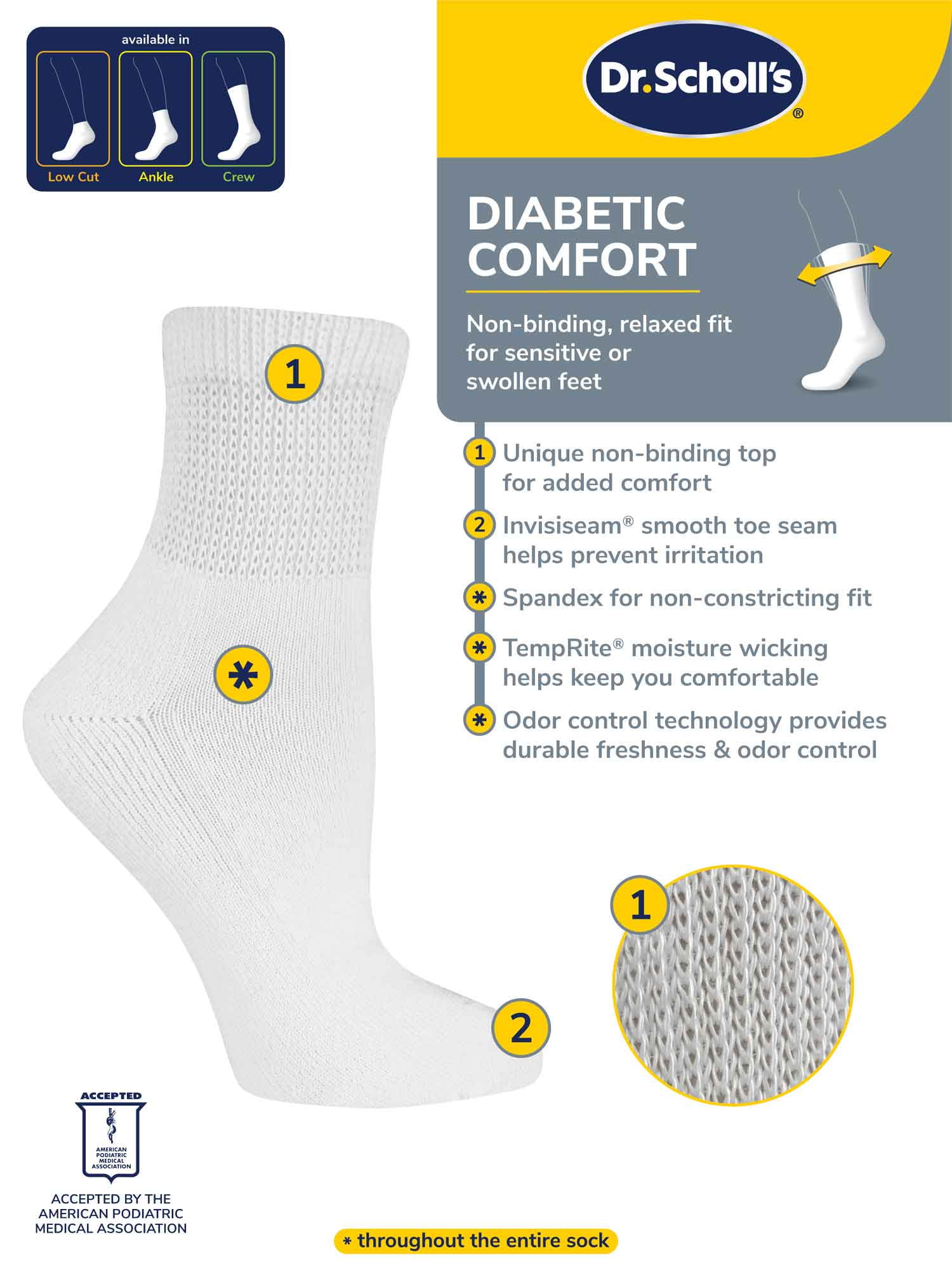 Dr. Scholl's Women's Diabetes and Circulatory Crew Socks, 6 Pack