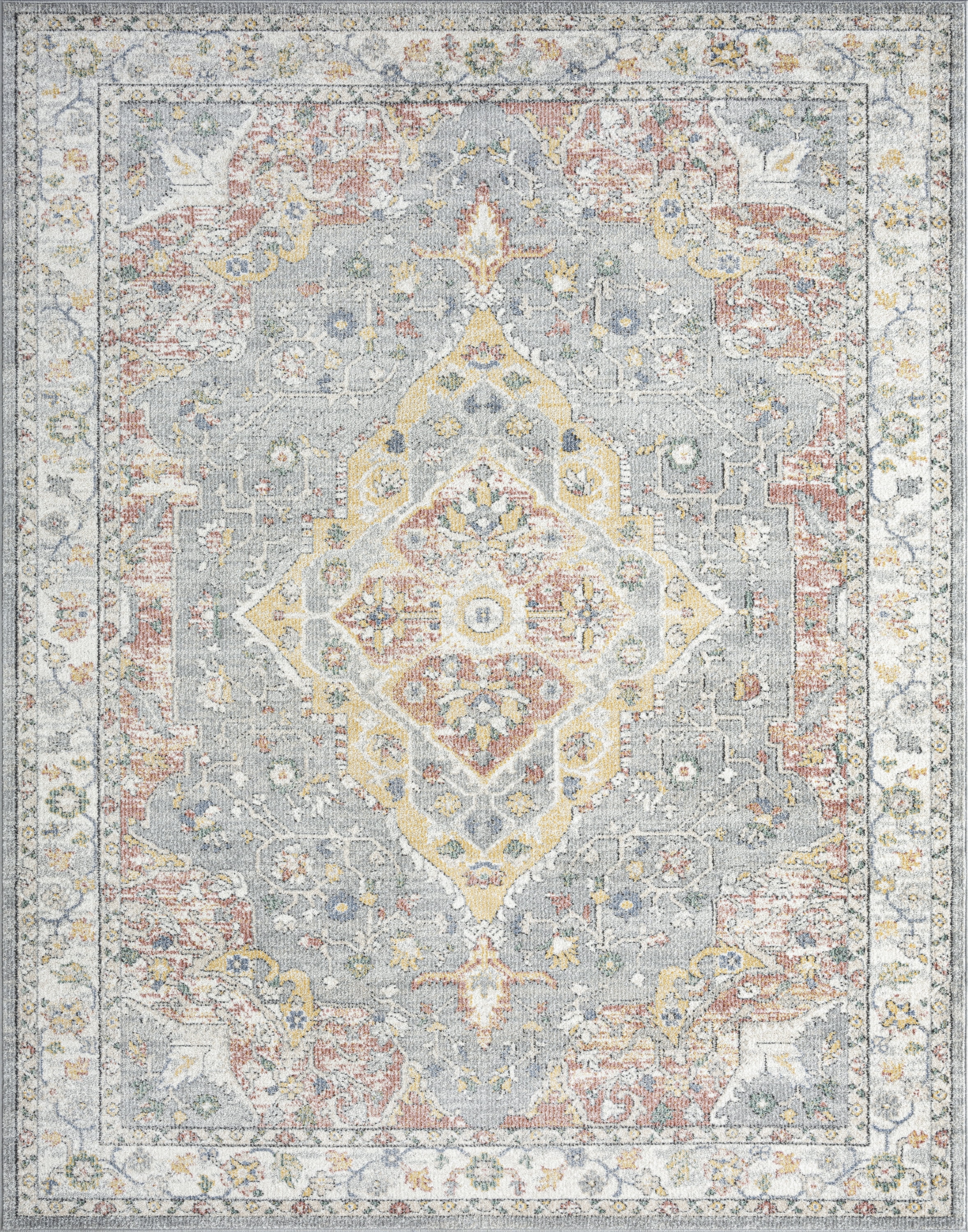 Addison Traditional 5' x 7' Rust and Blue Polypropylene Indoor Area Rug