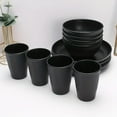 thumbnail image 2 of Dinnerware Set for 6, 18 piece Lightweight Unbreakable Dinnerware Set，23cm Plates, 15cm Bowls, Cups, Kitchen Plates and Bowls Set（Black）, 2 of 7