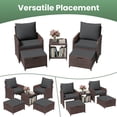 thumbnail image 5 of ELPOSUN 5-Piece Patio Furniture Set, Outdoor PE Wicker Conversation Chairs with Ottoman Underneath, Brown Ratan,Gray, 5 of 8