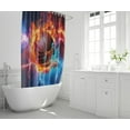 thumbnail image 4 of 4PCS Boys Shower Curtain Set - Basketball Shower Curtain - Sports Shower Curtain Sets with Bath Rugs Toilet Lid Cover and 12 Hooks Basketball Bathroom Decor, Blue, 70" x 70", 4 of 6
