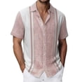 thumbnail image 2 of Hawaiian Shirts for Men Casual Printed Short Sleeve Button Down Top Patterns Comfortable Breathable Beach Collar Pink Shirts L, 2 of 4