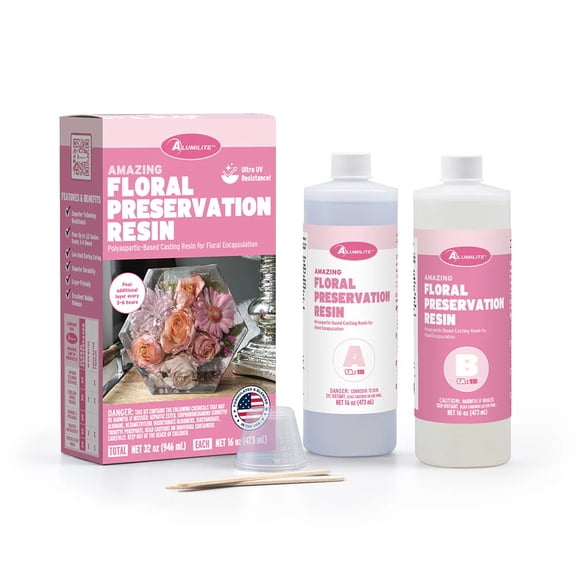 Alumilite Amazing Floral Preservation Resin 32 oz, 1:1 Polyaspartic Casting Resin for Dried Flowers, Wedding Bouquet & Memorial Keepsakes, UV Resistant, No Heat Required, Crystal Clear Finish