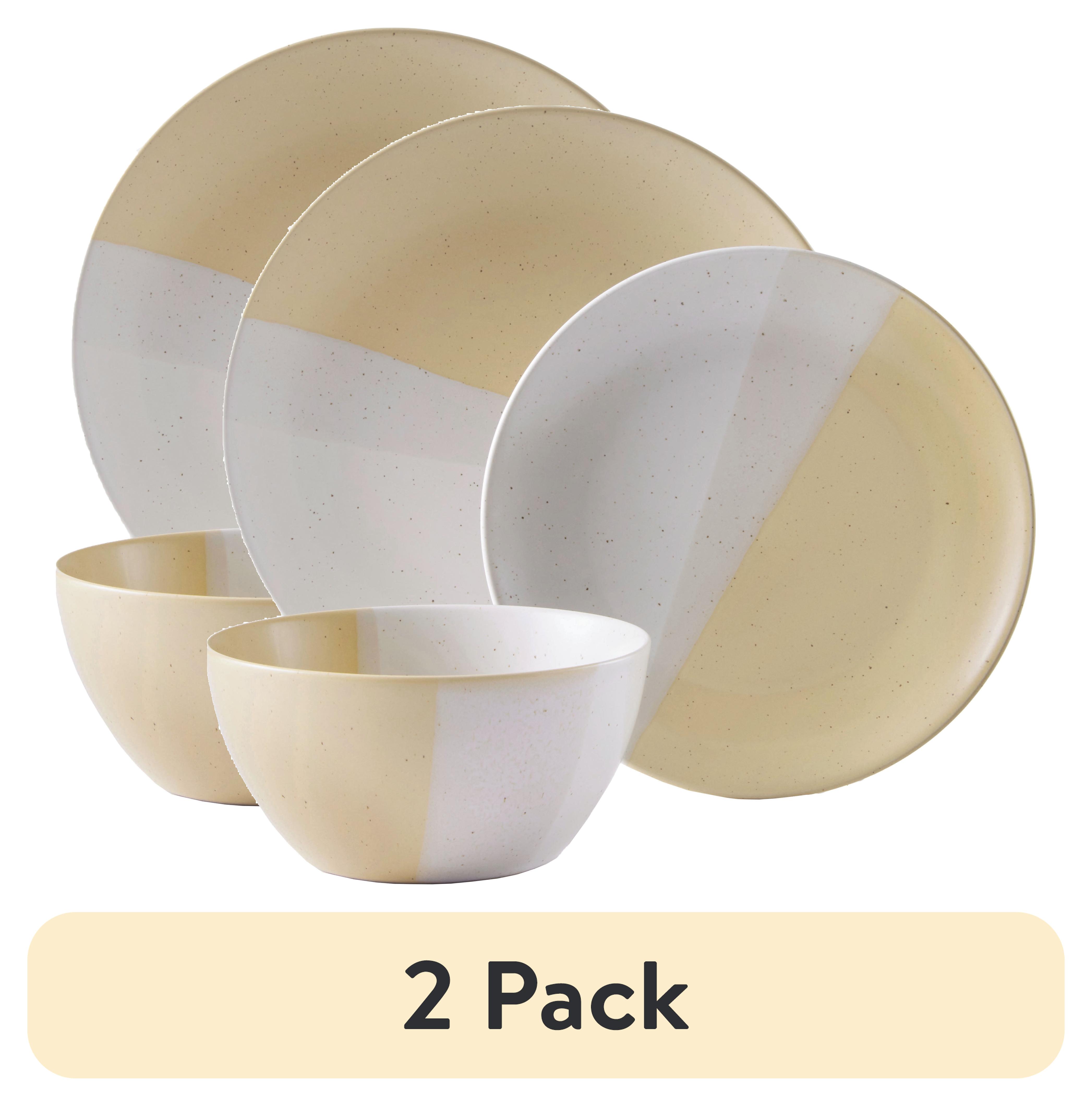 (2 pack) Better Homes & Gardens Yellow Hayes Stoneware 12 Piece Dinnerware Set