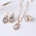 thumbnail image 1 of Zhuge Conjunto de joyas de diamantes de imitación con forma de gota de agua a la moda, collar con colgante de gota de agua retro, pendientes de botón, conjunto de joyas para mujer, boda, blanco B, 1 of 4