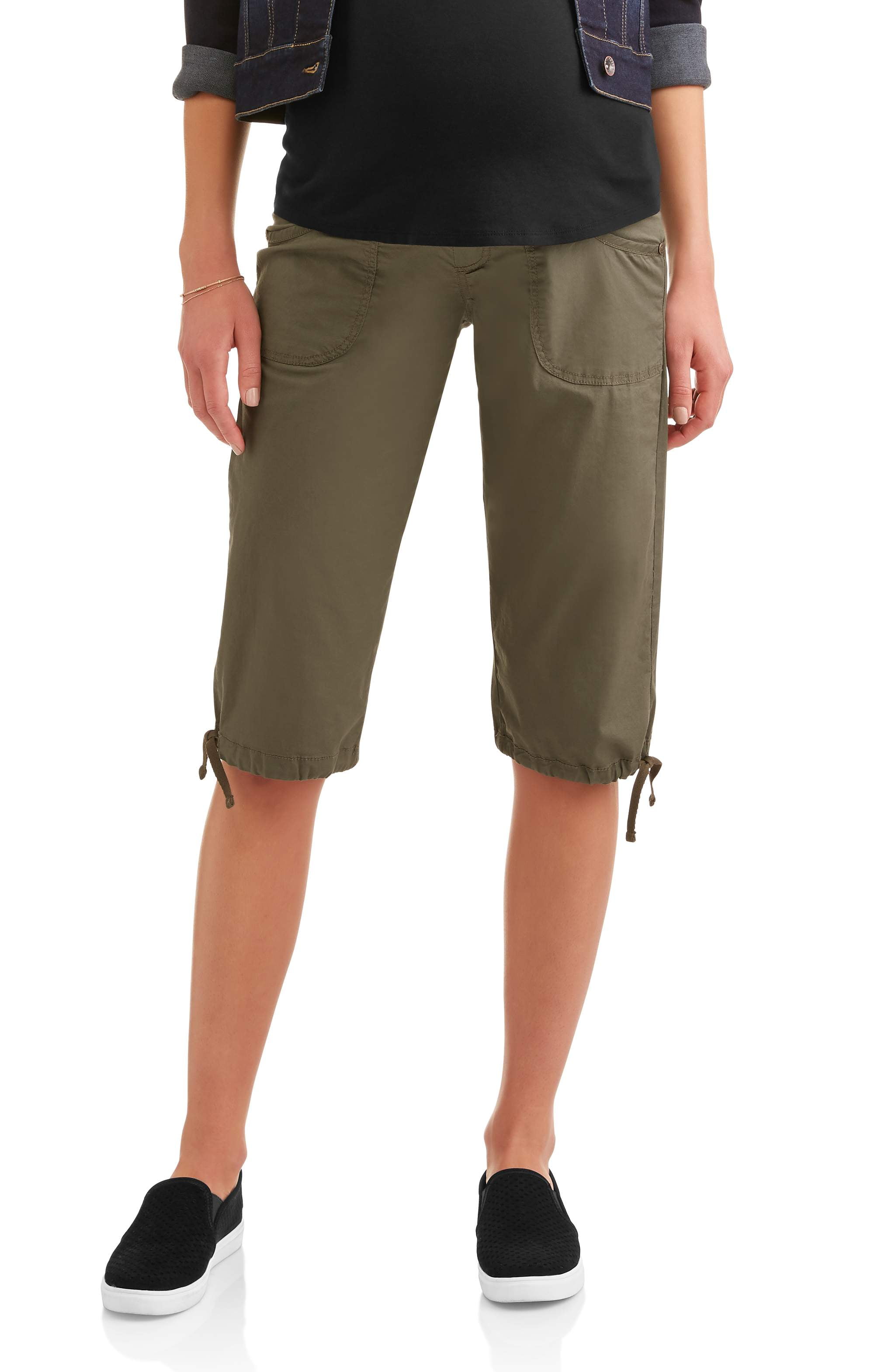 Oh Mamma Maternity Full Panel Stretch Poplin Capri Crop Pants Drawstring 8 Oh Mamma Maternity Full Panel Stretch Poplin Capri Crop Pants Drawstring 8