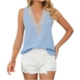 thumbnail image 4 of Posijego Tank Tops for Women Dressy Chiffon Blouses Work Clothes Women's V Neck Sleeveless Shirts, 4 of 7