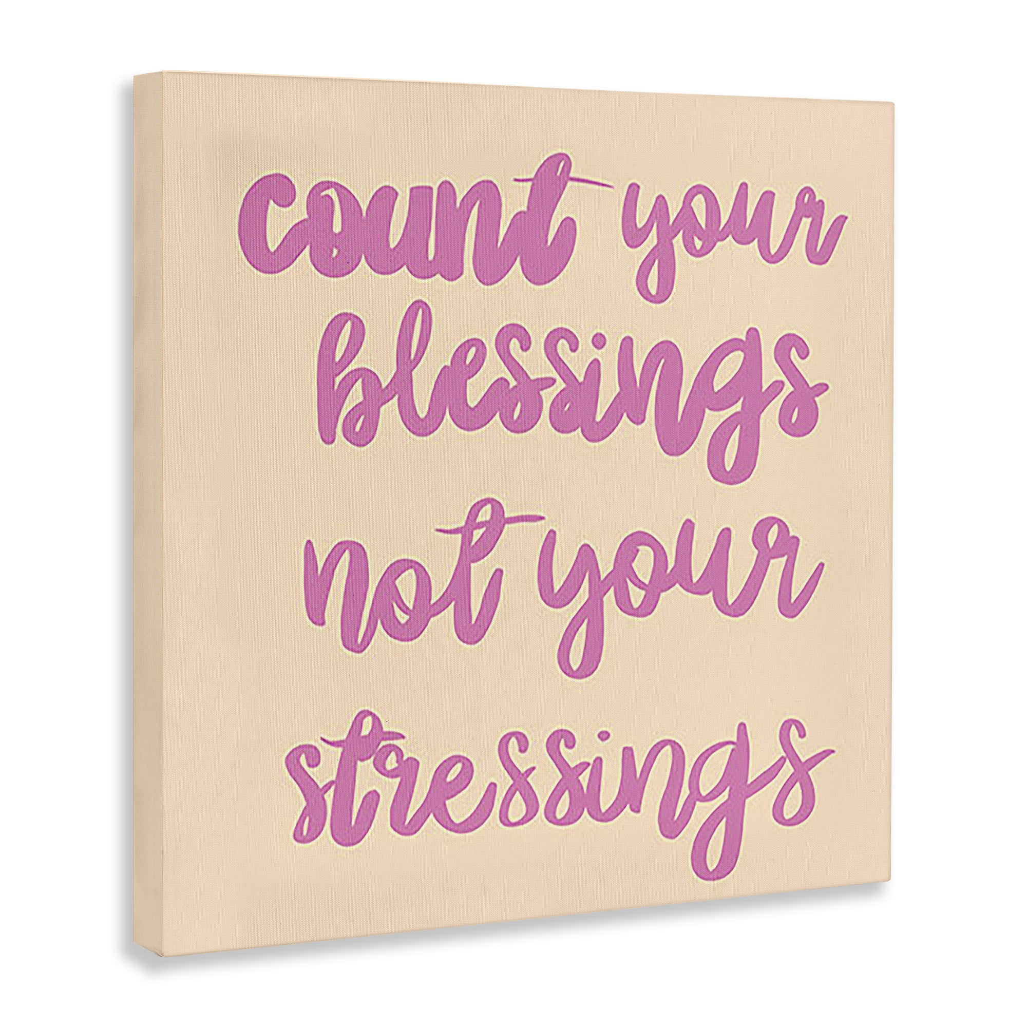 Stupell Industries Count Blessings Not Stressings Text & Numbers Painting Wrapped Canvas Art Print Wall Art, 36 x 36