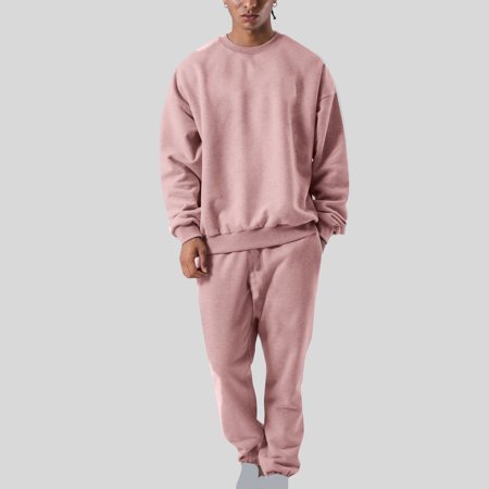 guisaled Men s Sweat Suits Set 2 Pcs Loose Jogger Sweatsuits Padded Fashion Solid Casual Athletic Sweatshirt And Sweatpant Sets