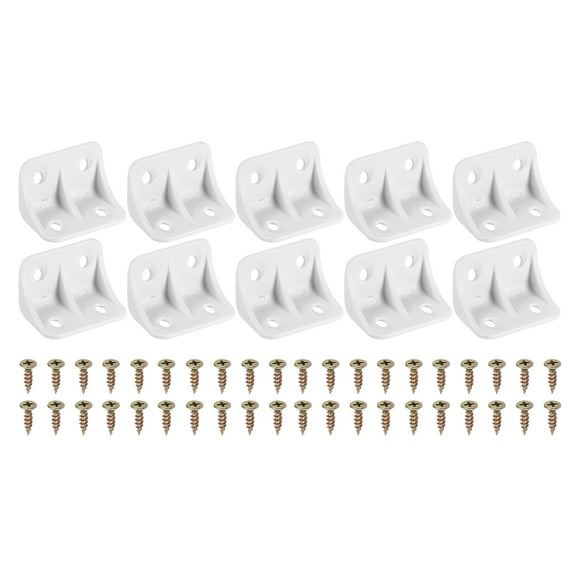 1.4"x0.9"x0.9" Plastic Corner Braces, 10 Pcs L-Shape Shelf Support Brackets Nylon Angle Brackets, White