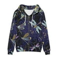 thumbnail image 5 of Renewold Oversized Regular Hoodie for Women Size S Long Zip Up Hoodies Night Natural Dragonflies Print Tops Polyester Wrinkle Resistant Fabric Jacket Fall Winter Warm Coat with Pocket, 5 of 5