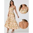 thumbnail image 2 of DARING DIVA Women's Halter Sleeveless Boho Floral Maxi Dress S Apricot, 2 of 6