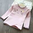 thumbnail image 3 of 2-8T Kids Baby Girls' Long Sleeve Basic Half Turtleneck T-Shirt Cat Printed Tops, 3 of 7