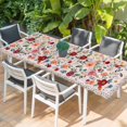 thumbnail image 2 of Pink Flowers Table Cloths for 8 Foot Rectangle Tables, Spring Farmhouse Floral Leaves Vintage Patio Waterproof Elastic Fitted Tablecloths, Washable Rectangular Table Cover for Camping, 2 of 8