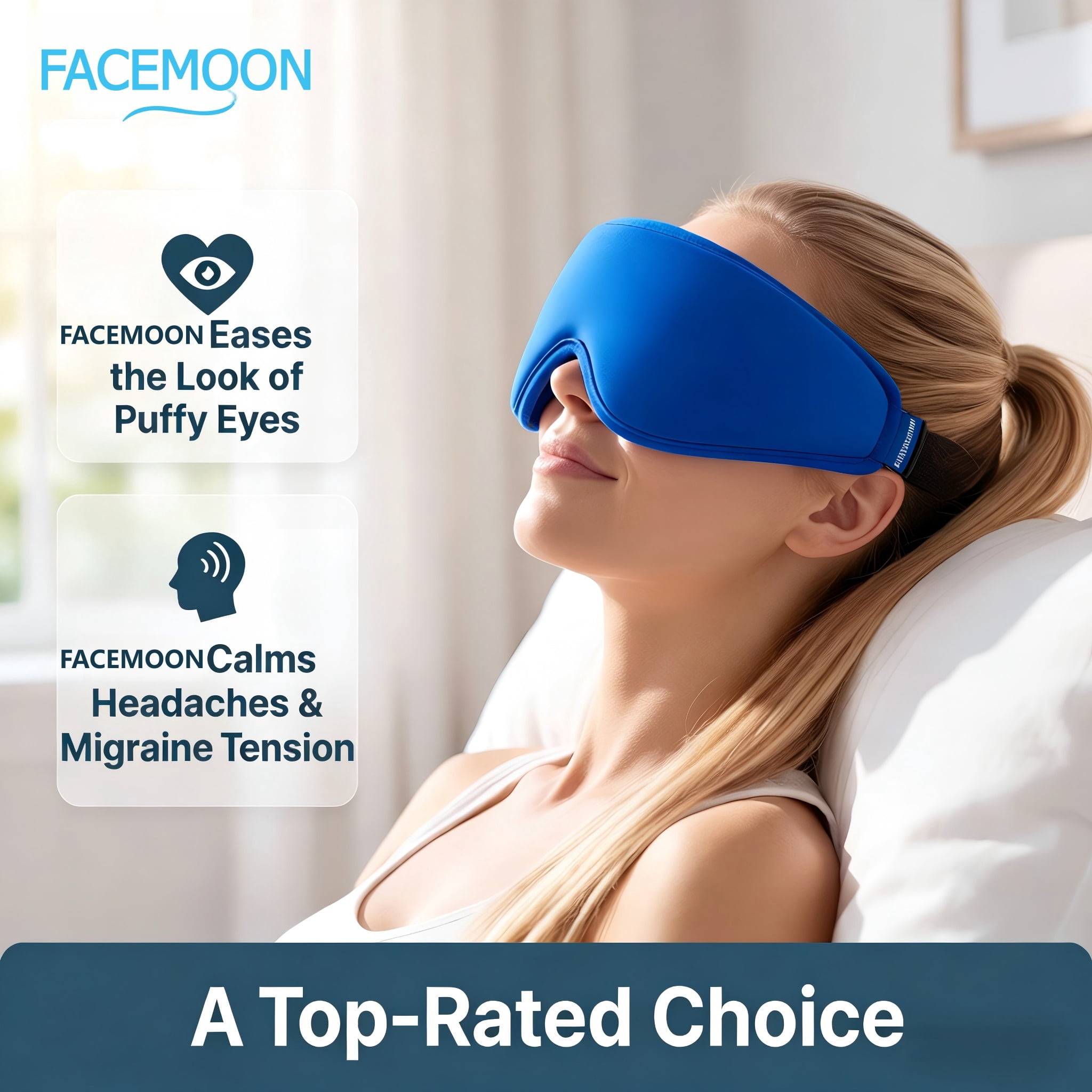 Contoured Eye Mask for Puffy Eyes: Cooling Gel Ice Compress for Dark Circles, Sinus Pain & Eye Strain, Reusable Cold Relief, Fits All Head Sizes, Daily Eye Care