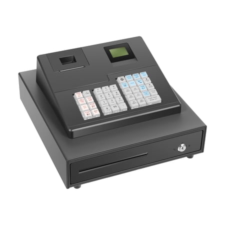 ECR600 Cash Register, 39 Keys Thermal Cash Register Pos System LED Display Electronic Cash Register with Drawer Box for Catering, Supermarkets, Clothing Stores