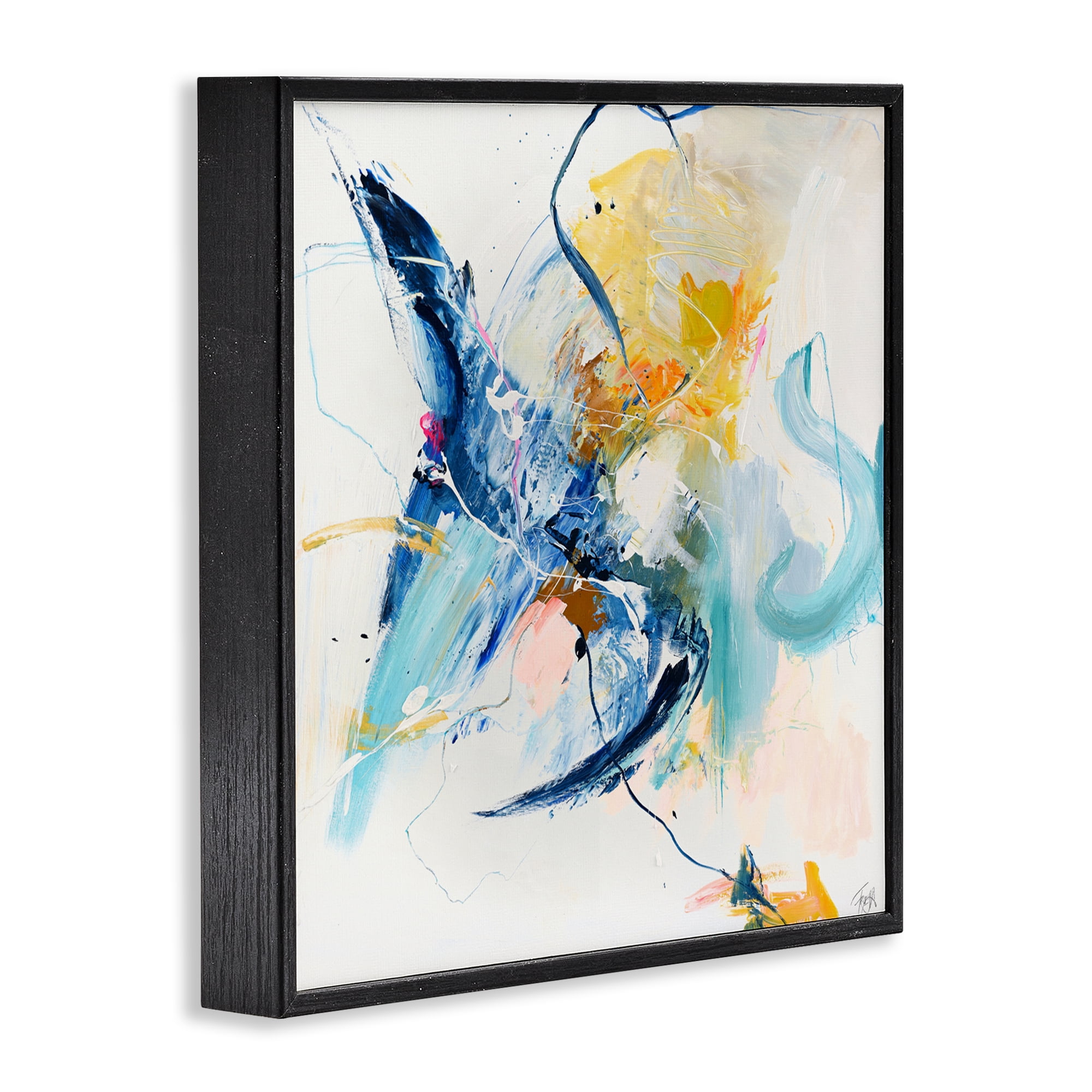 Confident Blue Abstraction Black Framed Giclee Art, design by Design Fabrikken
