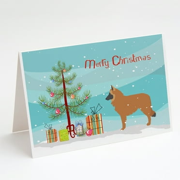 Caroline's Treasures Belgian Shepherd Christmas Christmas Greeting Cards with Envelopes, 5" x 7" (8 Count)