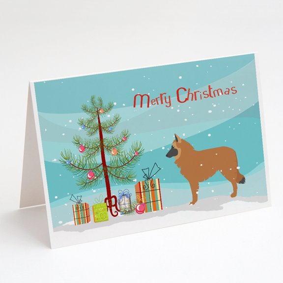 Belgian Shepherd Merry Christmas Tree Greeting Cards and Envelopes Pack of 8