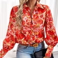 thumbnail image 4 of Camisa Superior Blusas femeninas Tops Casual Impreso Elegante Cómodo Turndown Collar Streetwear Traje Cgtredaw L Rojo para Mujer, 4 of 6
