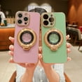 thumbnail image 7 of Case for iPhone 12 Magnetic Case Gold Border Soft TPU Bumper Anti-Drop Anti-Scratch Shock Protective Kickstand Slim Cover Phone Case for iPhone 12 for Women Girls, Green, 7 of 7