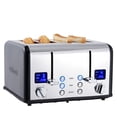 thumbnail image 1 of CUSIMAX 4 Slice Toaster, Stainless Steel, Ultra-Clear LED Display & Extra Wide Slots, with Dual Control Panels of 6 Shade Settings, Cancel/Bagel/Defr, 1 of 7
