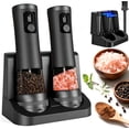 thumbnail image 1 of Electric Salt and Pepper Grinder Set with Battery Display Rechargeable Base, External Adjustable Coarseness, Automatic Ceramic Salt & Pepper Shakers Mills(Black Pro), 1 of 5