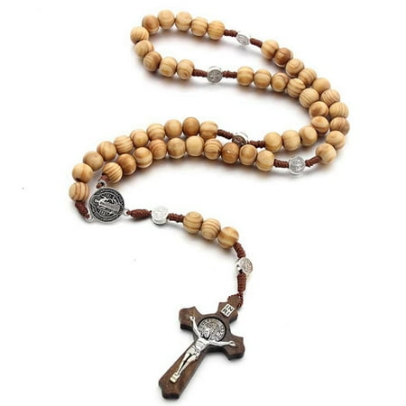 rosary necklace akoada holz halskette rosenkranz kreuz religious catholic ornaments wooden cross handmade