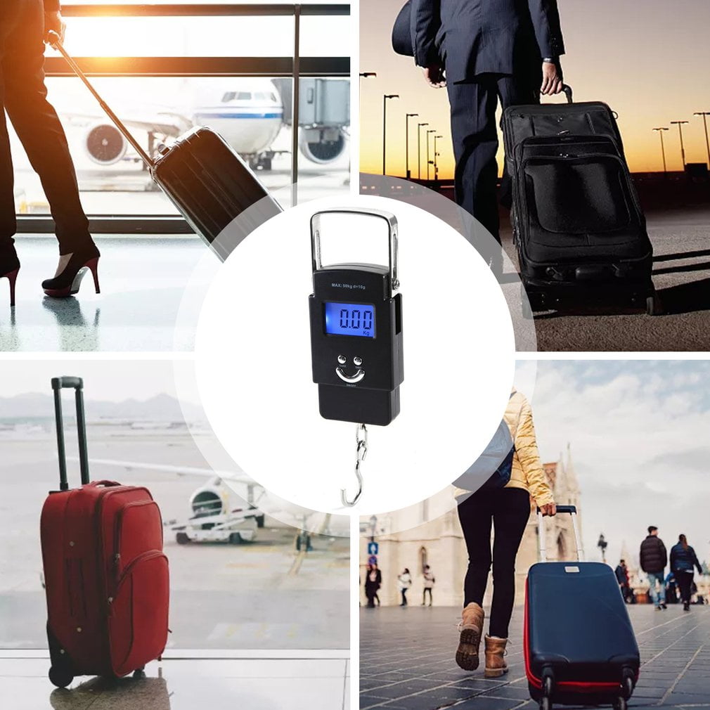 50kg Smile Face Scale LCD Display Electronic Hook Weighing Luggage