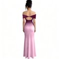 thumbnail image 5 of Laqbezok Women's Gradient Off-Shoulder Maxi Dress, French Chic Slim Fit Evening Gown, Ombre Ruched Mermaid Dress for Party Wedding, 5 of 6