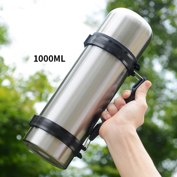 Huayishang Water Bottle 35.3Oz Stainless Steel Vacuum Flask Bottle Portable Beverage Bottle, Kitchen Essentials Clearance Sale Silver