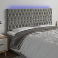 thumbnail image 2 of vidaXL LED Headboard Light Gray 78.7"x2.8"x30.7"/34.6" Velvet, 2 of 54